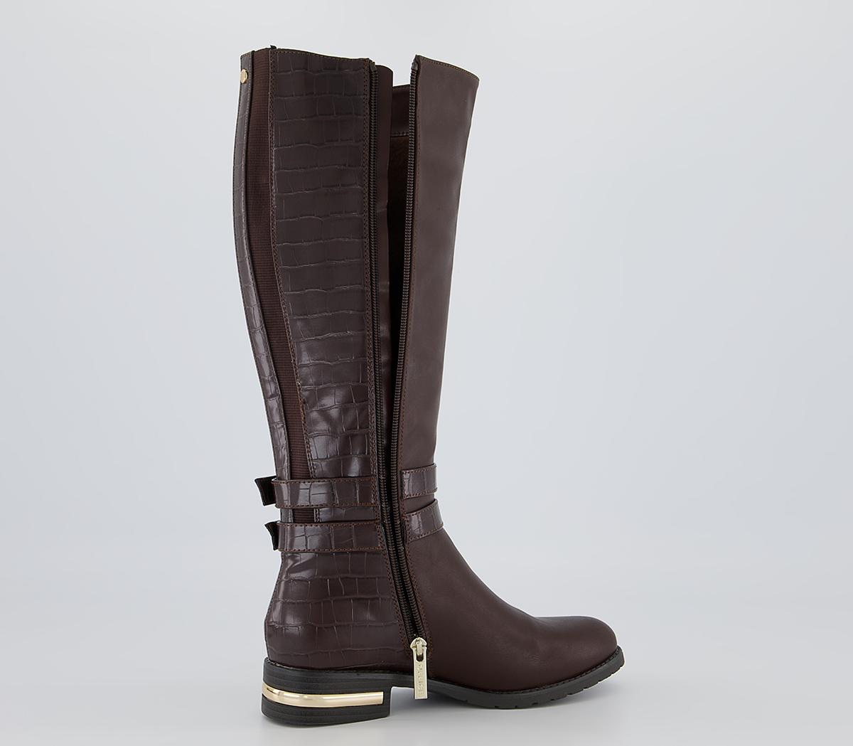 Office Karachi Zip-Up Smart Rider Knee High Boots Office Karachi Zip-Up Smart Rider Knee High Boots Chocolate Croc