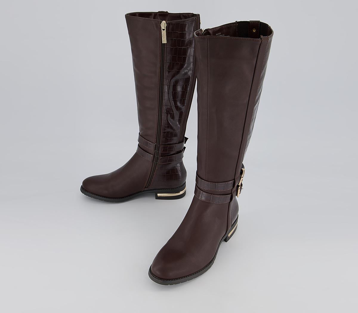 Office Karachi Zip-Up Smart Rider Knee High Boots Office Karachi Zip-Up Smart Rider Knee High Boots Chocolate Croc
