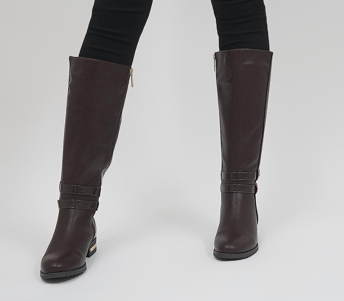 Office Karachi Zip-Up Smart Rider Knee High Boots Office Karachi Zip-Up Smart Rider Knee High Boots Chocolate Croc