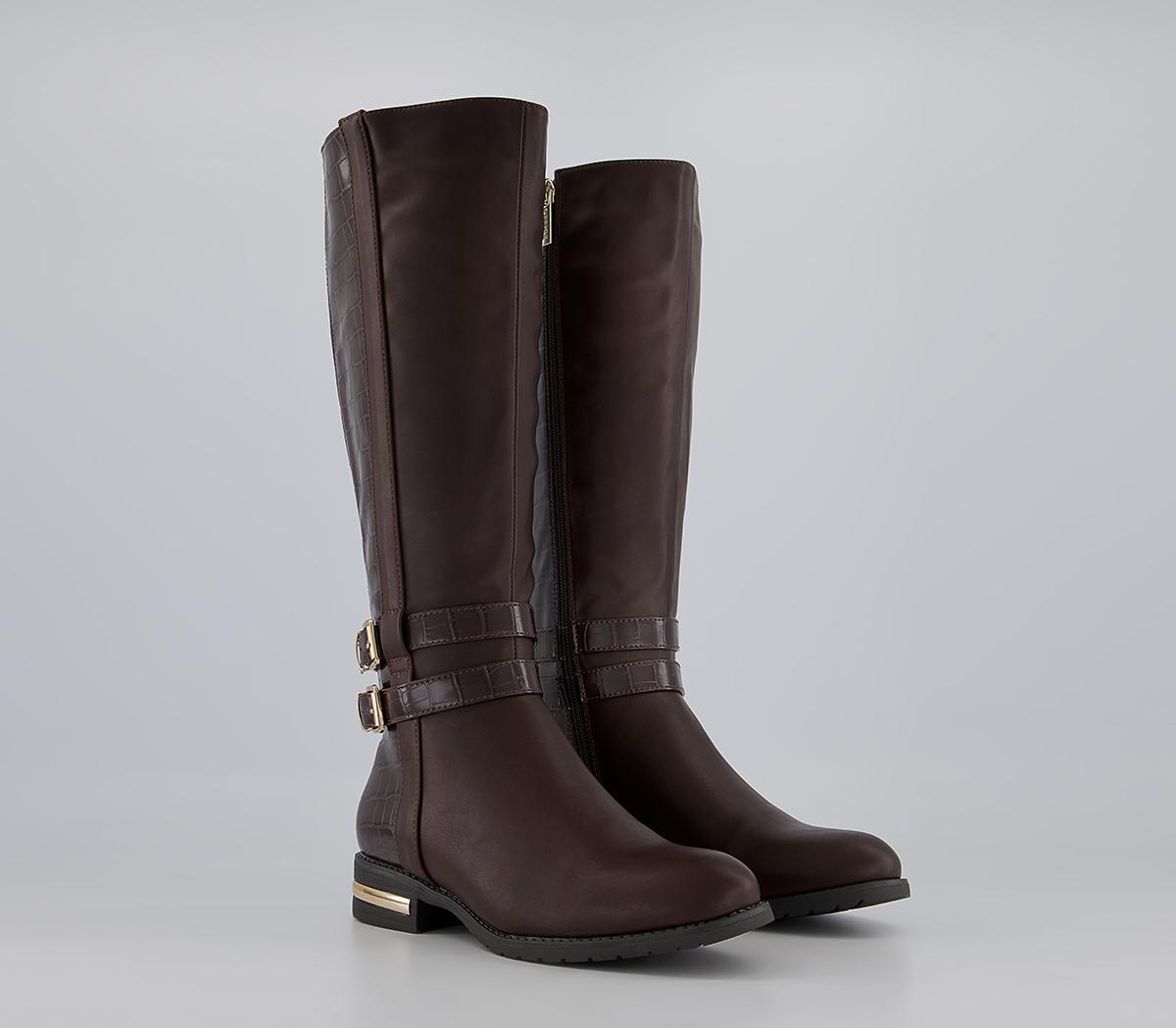 Office Karachi Zip-Up Smart Rider Knee High Boots Office Karachi Zip-Up Smart Rider Knee High Boots Chocolate Croc