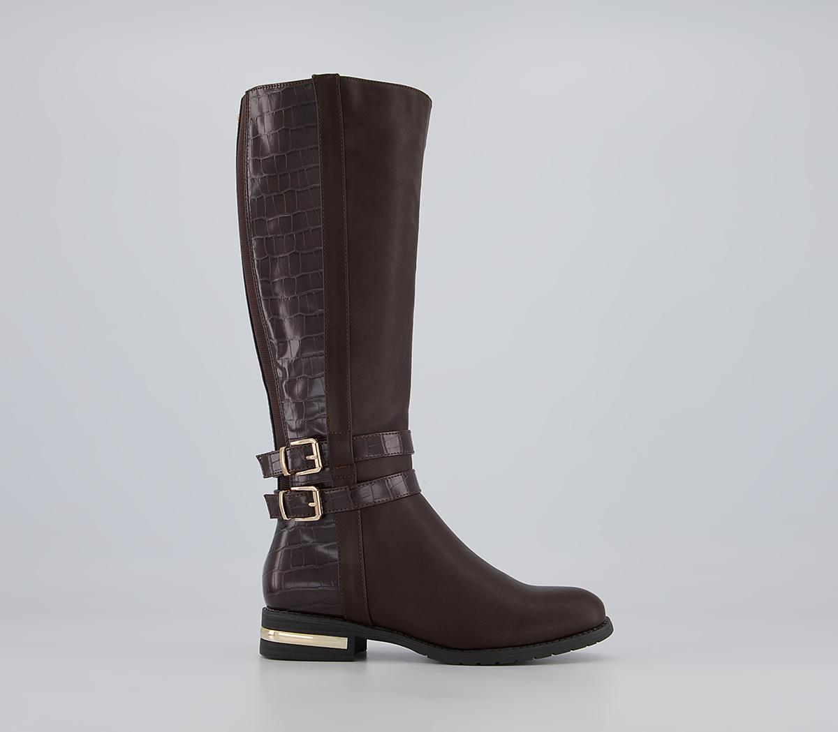 Office Karachi Zip-Up Smart Rider Knee High Boots Office Karachi Zip-Up Smart Rider Knee High Boots Chocolate Croc