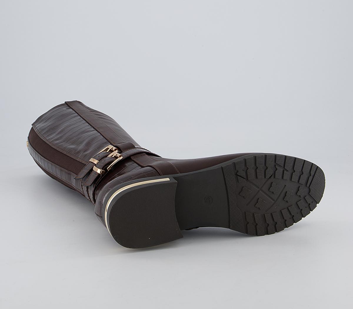 Office Karachi Zip-Up Smart Rider Knee High Boots Office Karachi Zip-Up Smart Rider Knee High Boots Chocolate Croc
