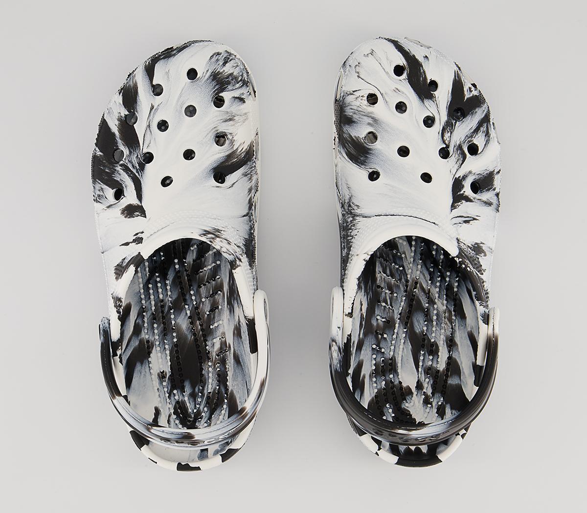 Crocs Classic Clogs White Black Marble - Men's Casual Shoes