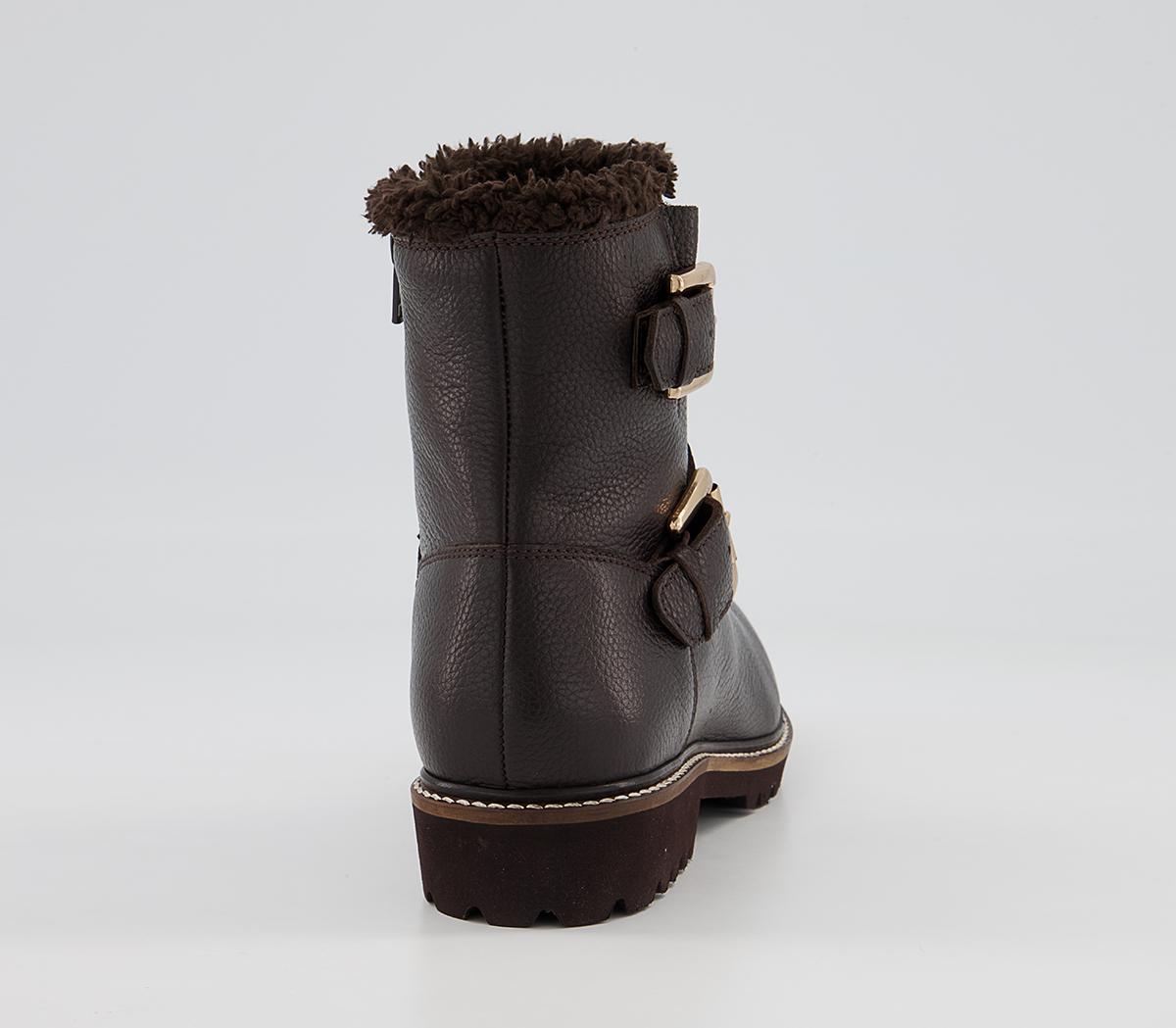 Office Apologetic Fur-Trimmed Buckle Flat Ankle Boots Office Apologetic Fur-Trimmed Buckle Flat Ankle Boots Chocolate Leather