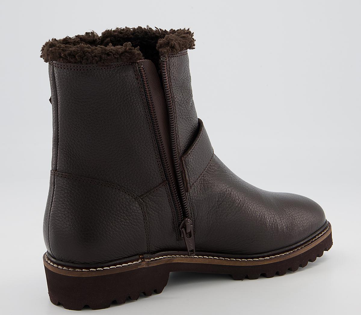Office Apologetic Fur-Trimmed Buckle Flat Ankle Boots Office Apologetic Fur-Trimmed Buckle Flat Ankle Boots Chocolate Leather