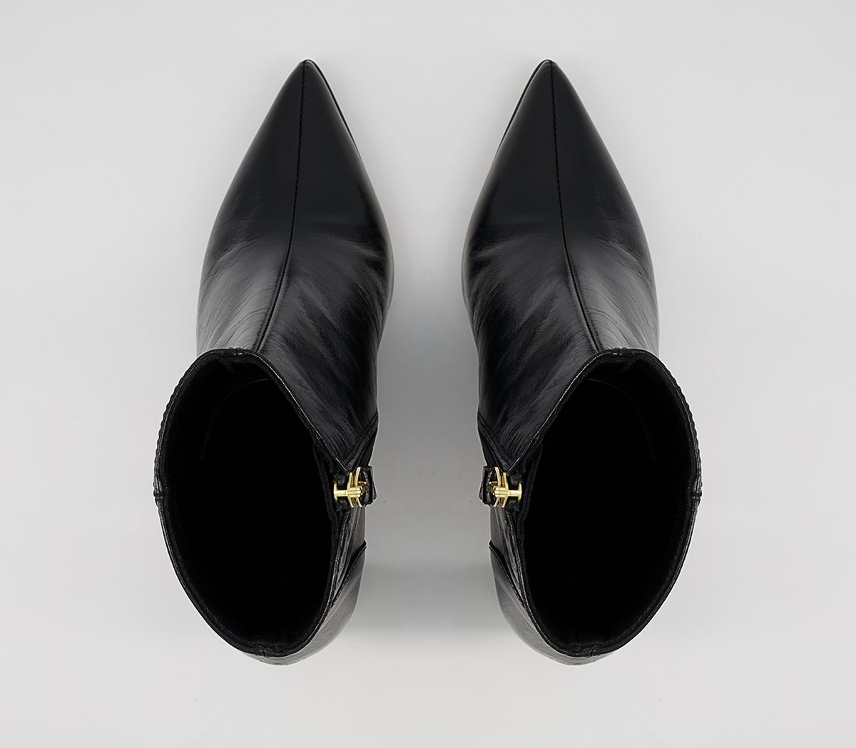 Office Aster Heeled Point Boots Office Aster Heeled Point Boots Black Leather