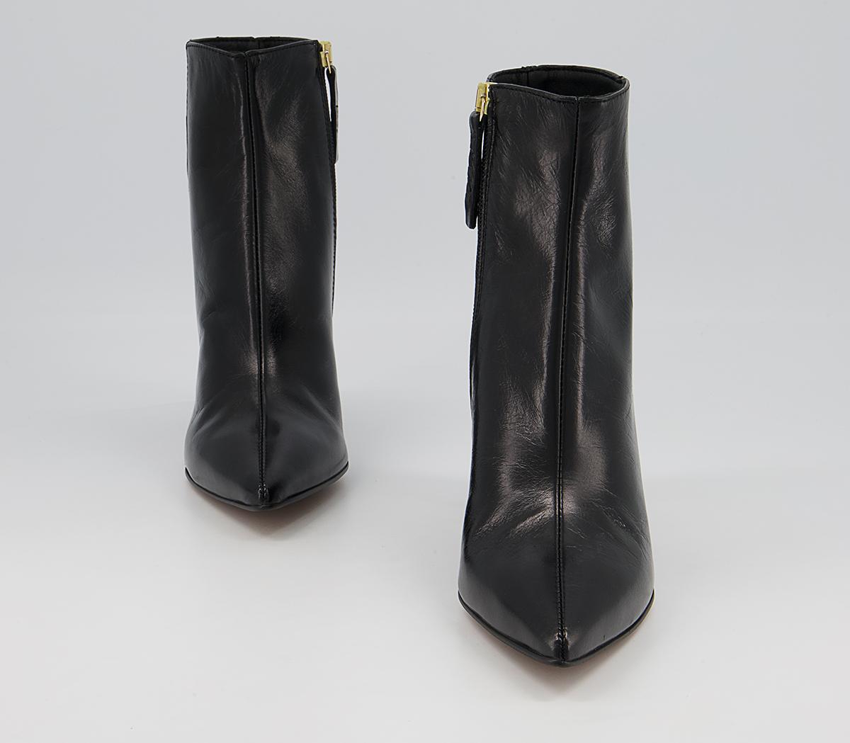 Office Aster Heeled Point Boots Office Aster Heeled Point Boots Black Leather