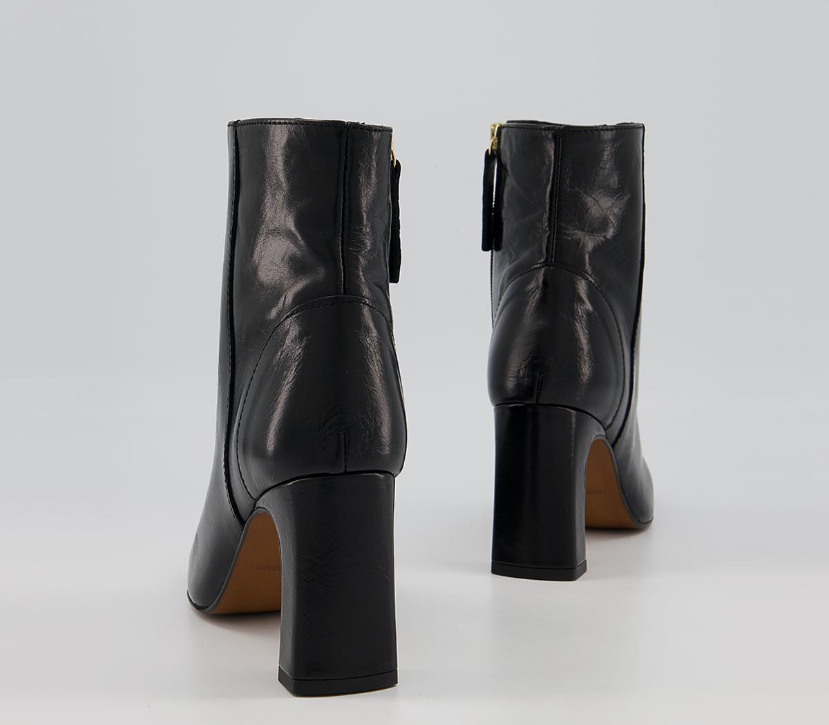 Office Aster Heeled Point Boots Office Aster Heeled Point Boots Black Leather