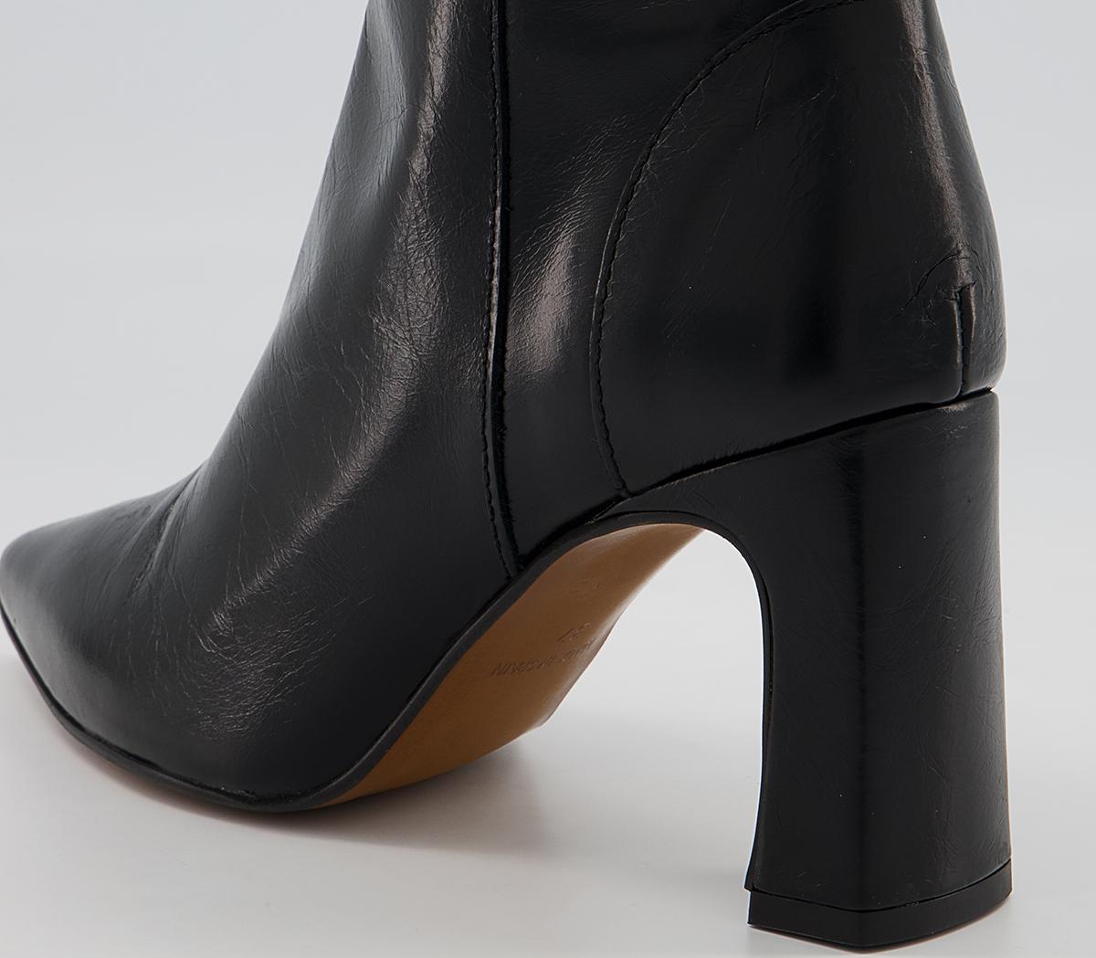 Office Aster Heeled Point Boots Office Aster Heeled Point Boots Black Leather