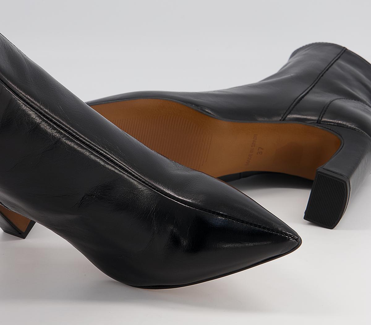 Office Aster Heeled Point Boots Office Aster Heeled Point Boots Black Leather