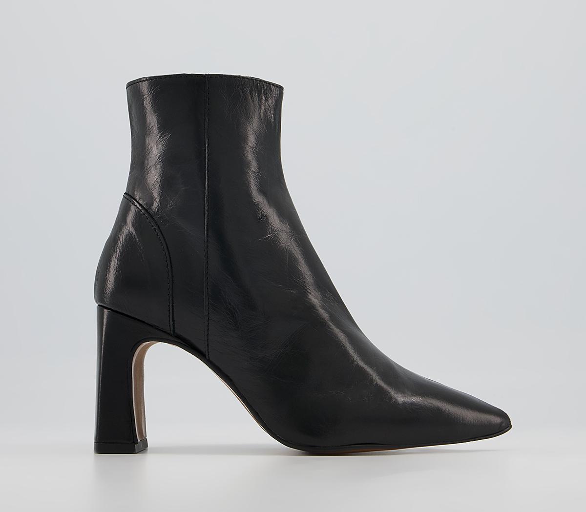 Office Aster Heeled Point Boots Office Aster Heeled Point Boots Black Leather