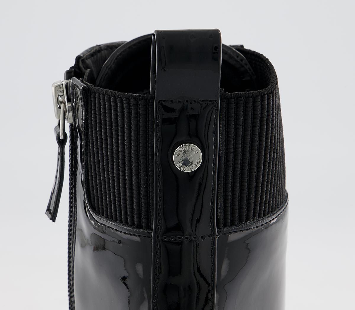 OFFICEAmira Patent Ribbed Elastic Lace Up Ankle Boots OFFICEAmira Patent Ribbed Elastic Lace Up Ankle BootsBlack Patent