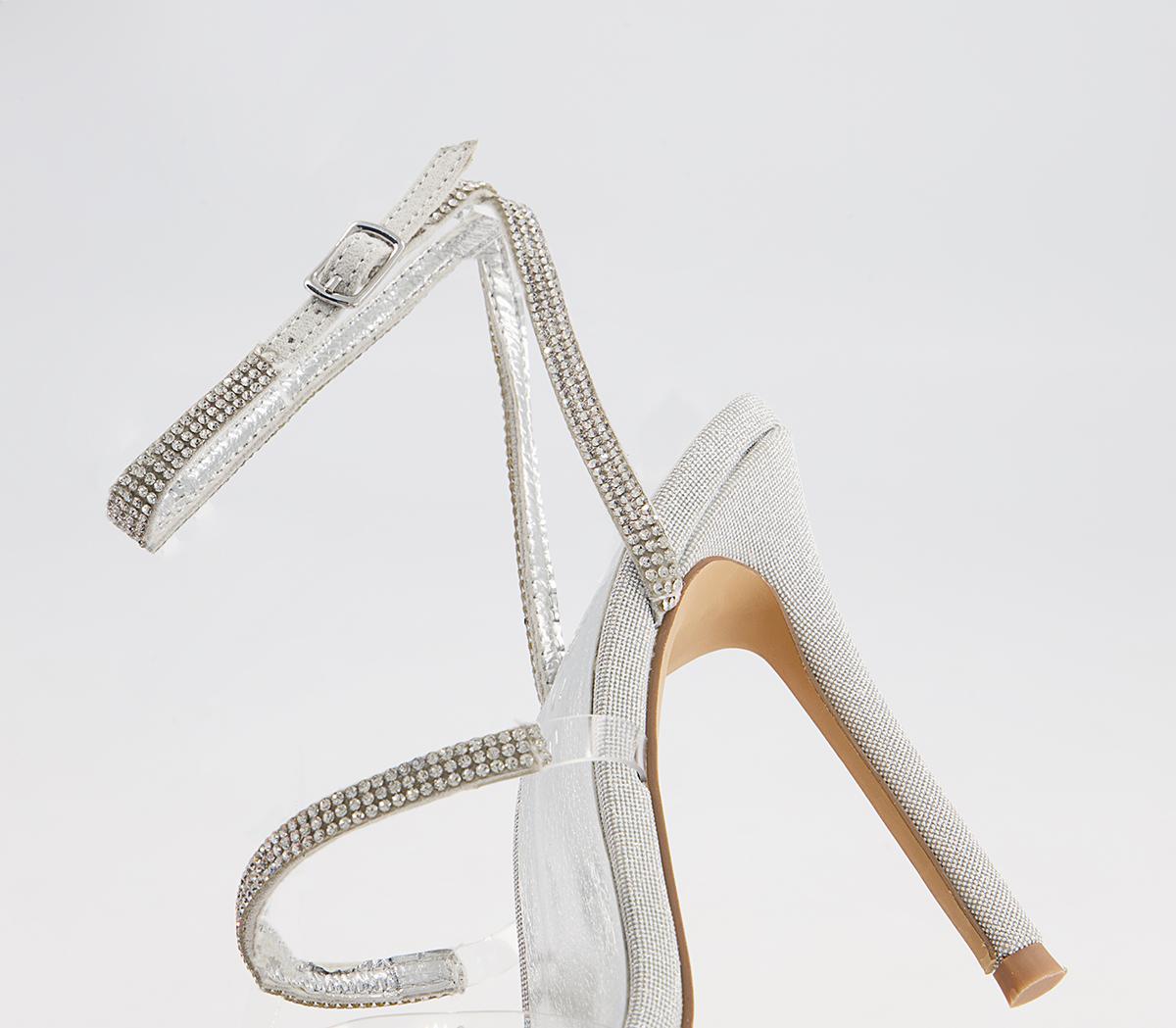 Office Hilliard Strappy Stiletto High Heeled Sandals Office Hilliard Strappy Stiletto High Heeled Sandals Silver Clear