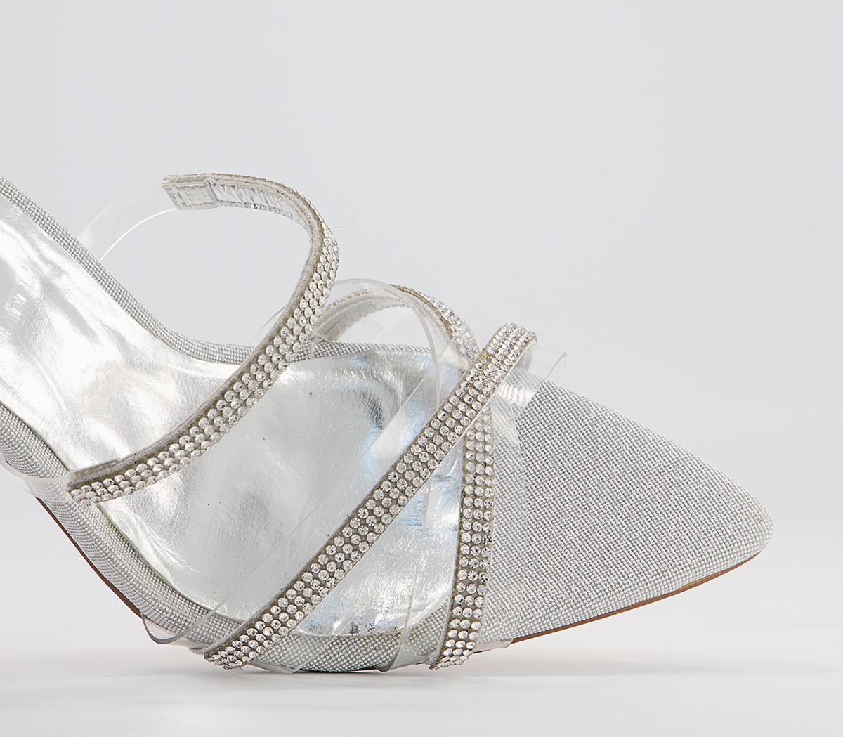 Office Hilliard Strappy Stiletto High Heeled Sandals Office Hilliard Strappy Stiletto High Heeled Sandals Silver Clear