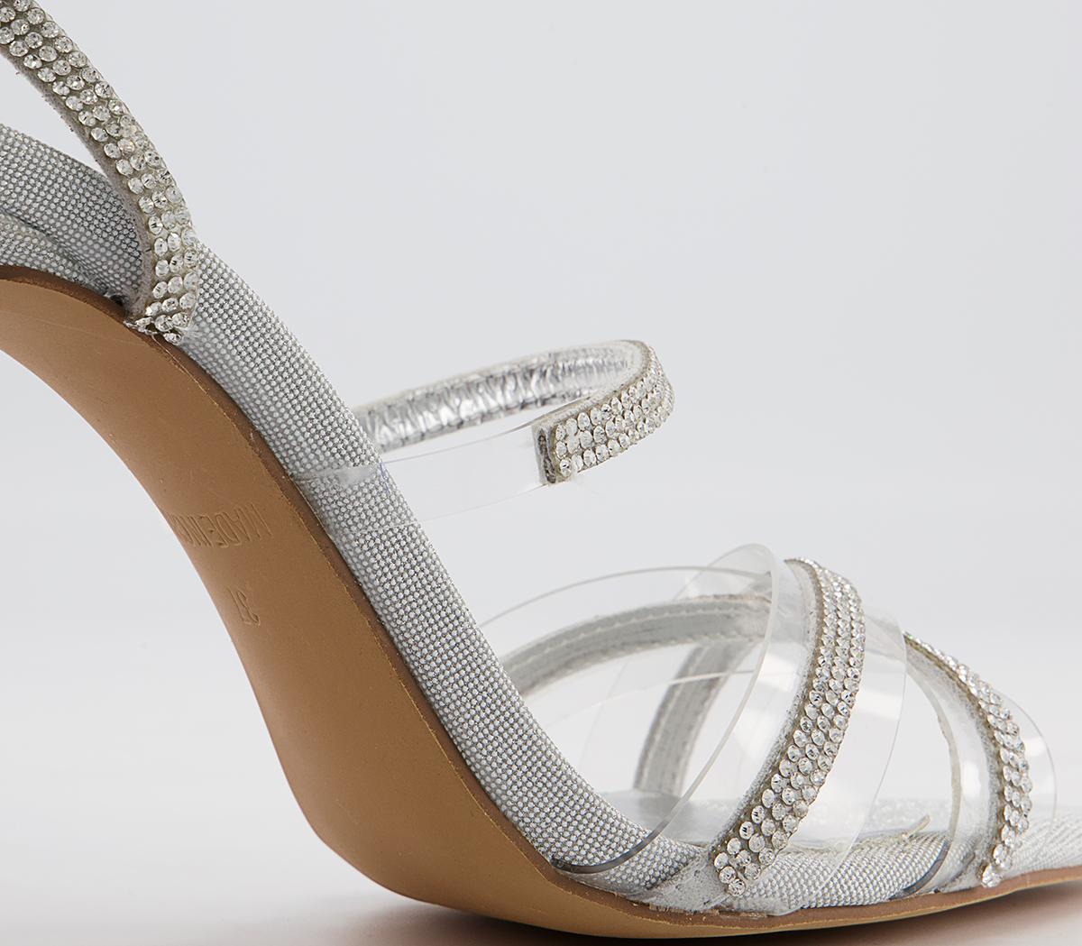 Office Hilliard Strappy Stiletto High Heeled Sandals Office Hilliard Strappy Stiletto High Heeled Sandals Silver Clear