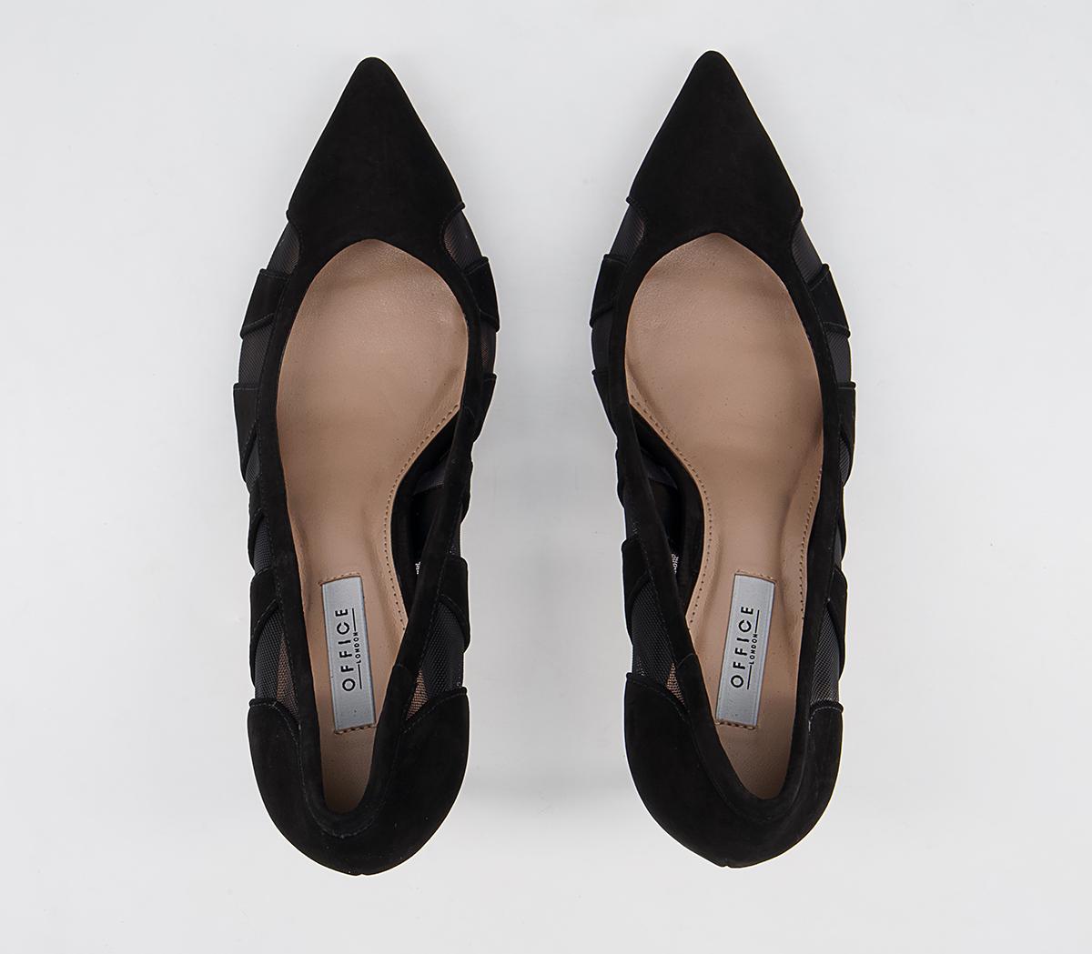 Office Marian Mesh Detail Pointed Court Stiletto Heels Office Marian Mesh Detail Pointed Court Stiletto Heels Black Suede Mesh Mix