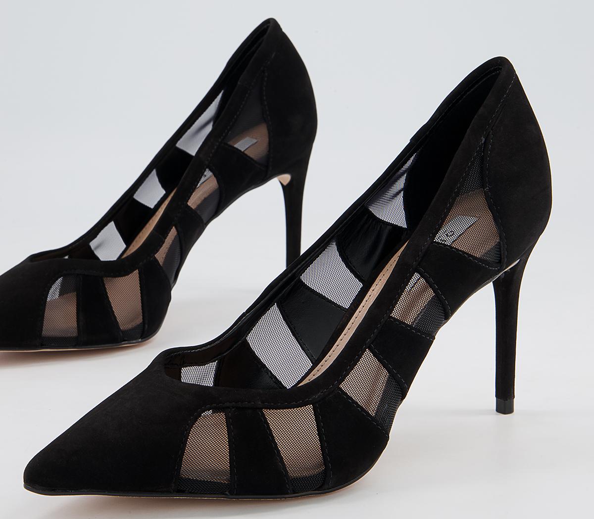 Office Marian Mesh Detail Pointed Court Stiletto Heels Office Marian Mesh Detail Pointed Court Stiletto Heels Black Suede Mesh Mix