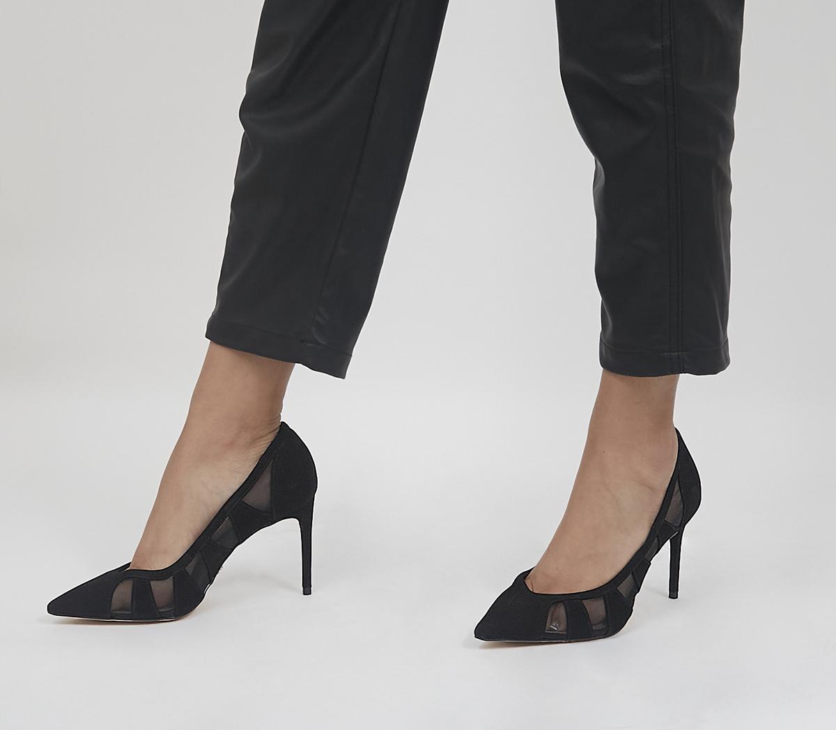 Black mesh cheap court shoes