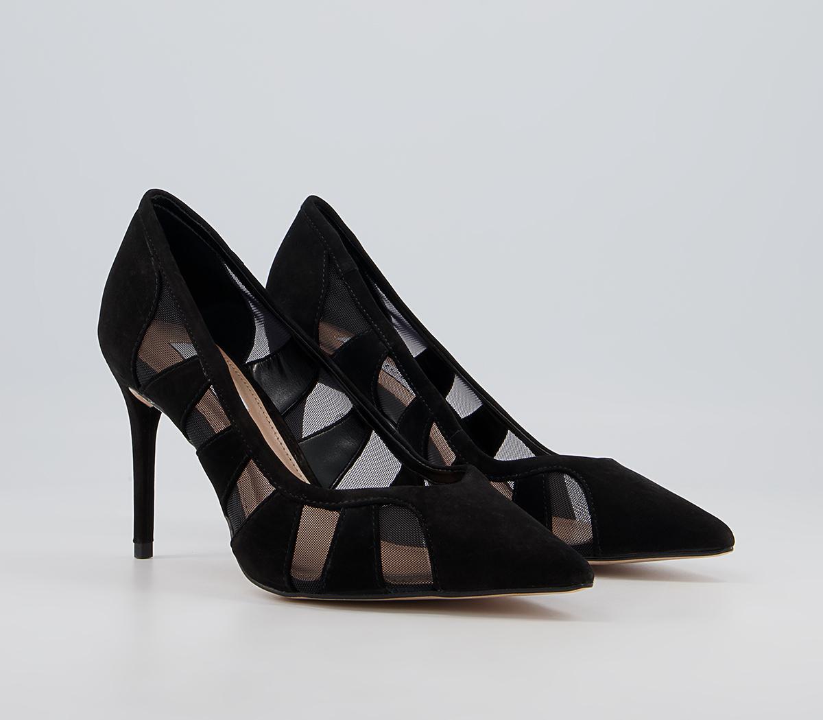 Office Marian Mesh Detail Pointed Court Stiletto Heels Office Marian Mesh Detail Pointed Court Stiletto Heels Black Suede Mesh Mix