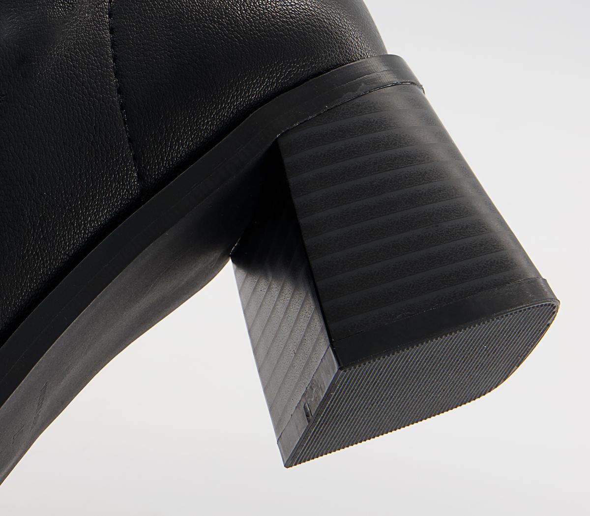 Office Adelina Square Toe Block Heeled Sock Ankle Boots Office Adelina Square Toe Block Heeled Sock Ankle Boots Black Stretch