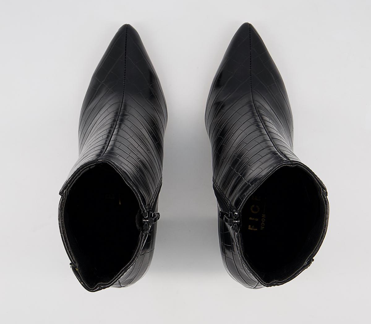 Office Ankara Point Block Heel Boots Office Ankara Point Block Heel Boots Black Croc