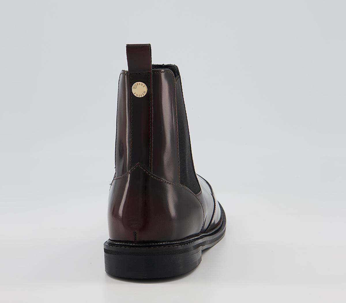 Office Angelos Clean Chelsea Flat Ankle Boots Office Angelos Clean Chelsea Flat Ankle Boots Oxblood Shiny Box Leather