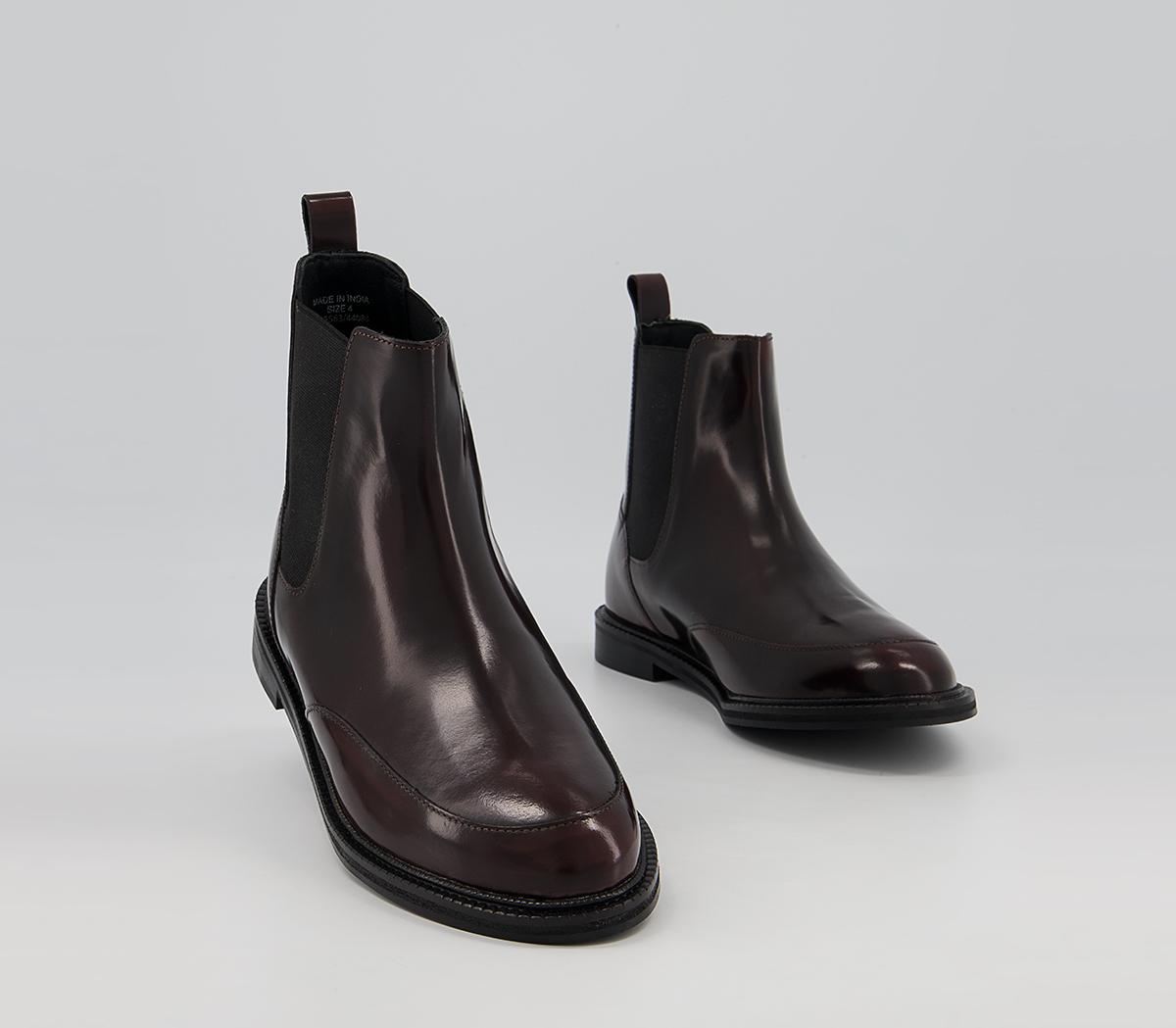 Office Angelos Clean Chelsea Flat Ankle Boots Office Angelos Clean Chelsea Flat Ankle Boots Oxblood Shiny Box Leather