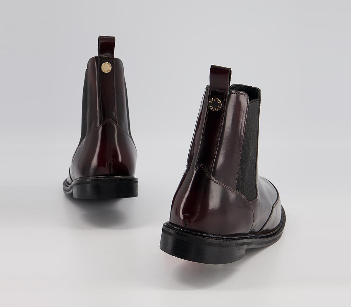 Office Angelos Clean Chelsea Flat Ankle Boots Office Angelos Clean Chelsea Flat Ankle Boots Oxblood Shiny Box Leather