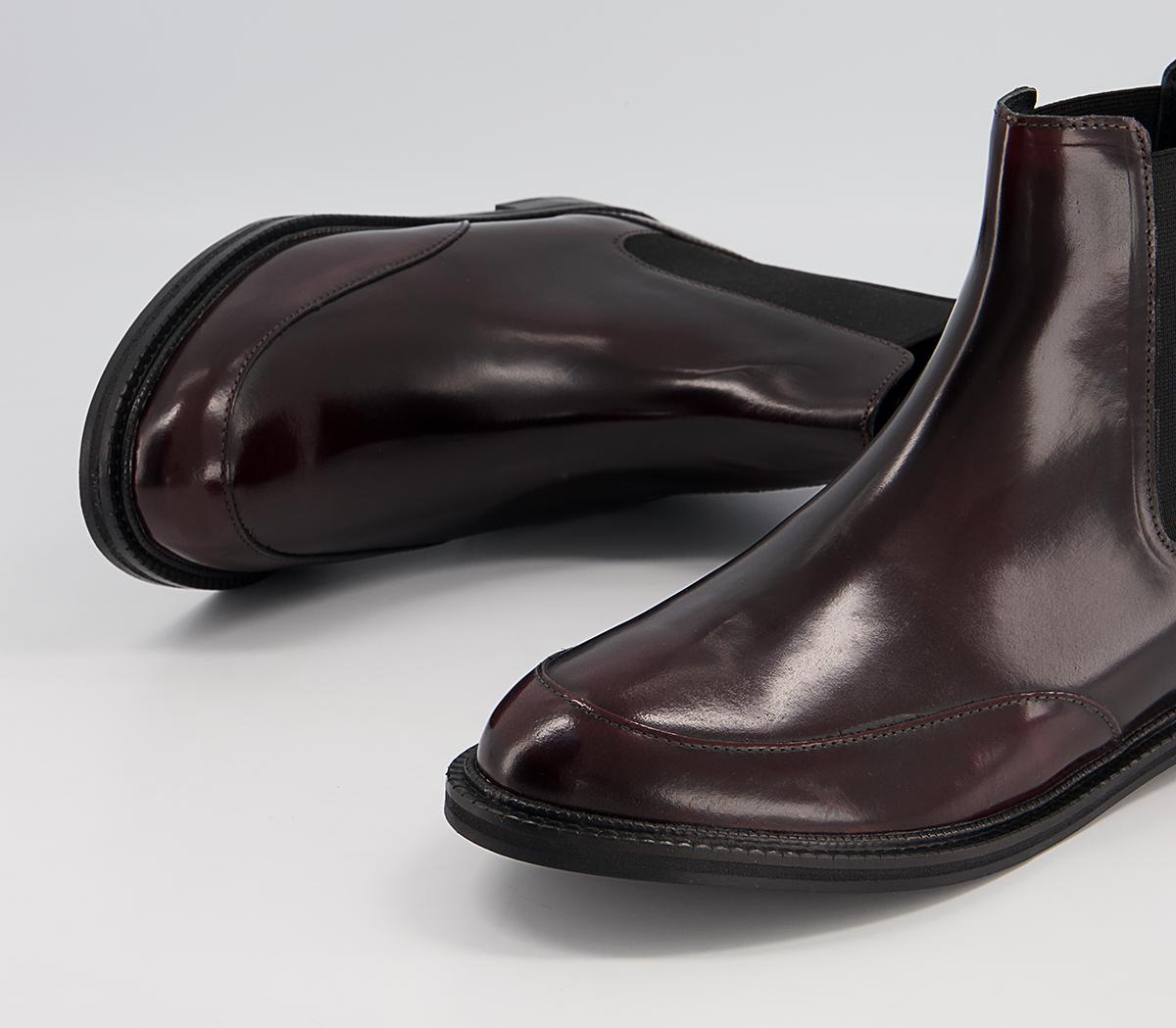Office Angelos Clean Chelsea Flat Ankle Boots Office Angelos Clean Chelsea Flat Ankle Boots Oxblood Shiny Box Leather