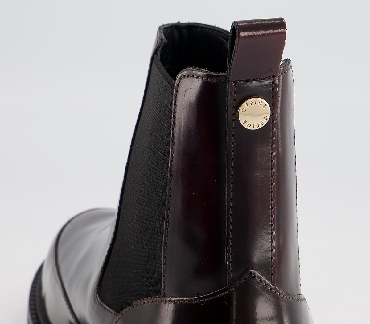 Office Angelos Clean Chelsea Flat Ankle Boots Office Angelos Clean Chelsea Flat Ankle Boots Oxblood Shiny Box Leather