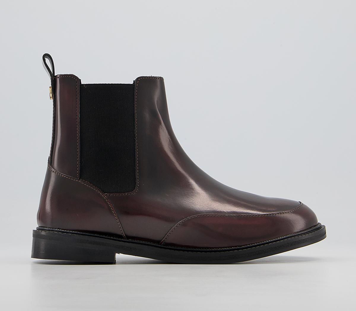 Office Angelos Clean Chelsea Flat Ankle Boots Office Angelos Clean Chelsea Flat Ankle Boots Oxblood Shiny Box Leather