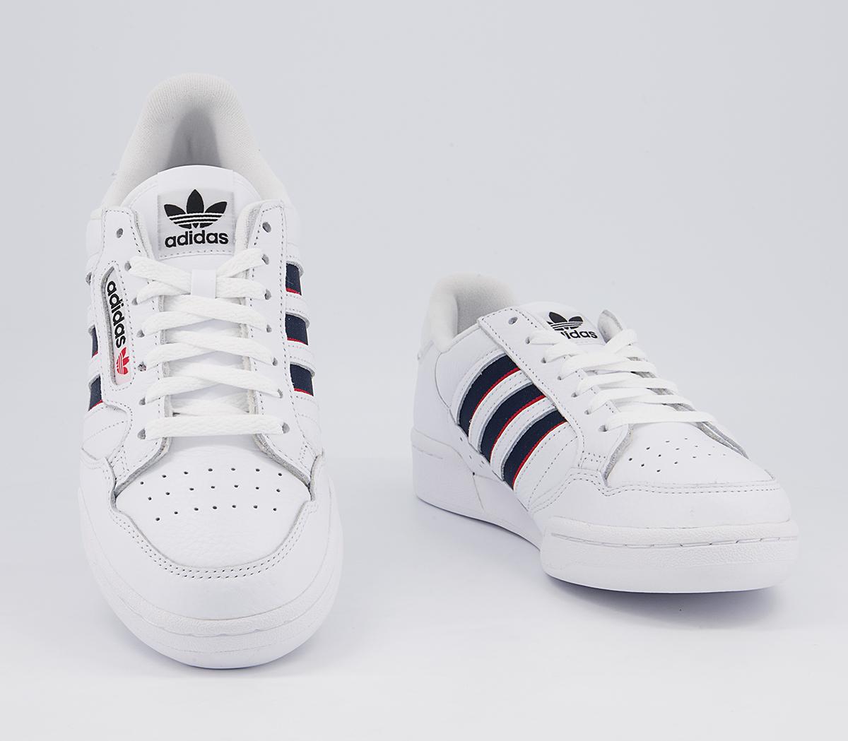 adidas white blue and red stripe courtset trainers