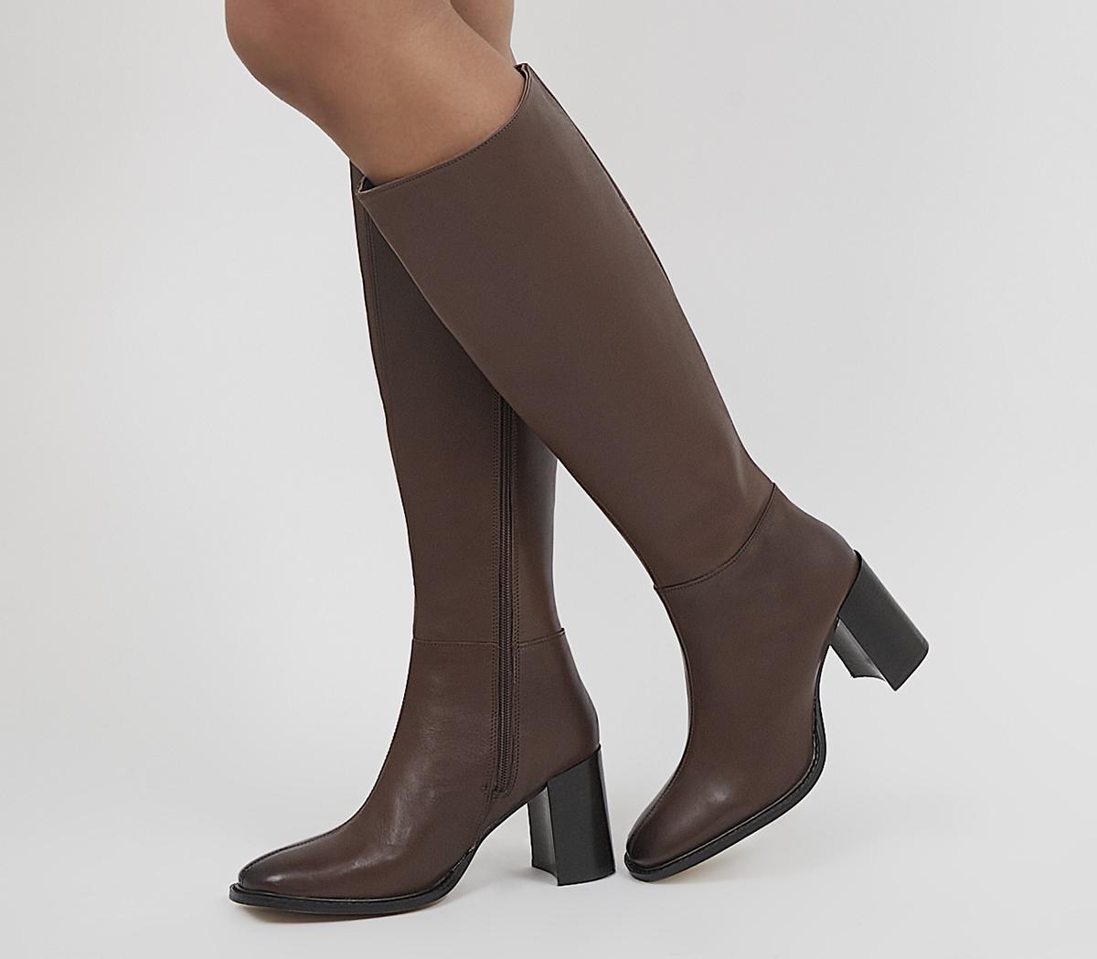 taupe knee high heel boots