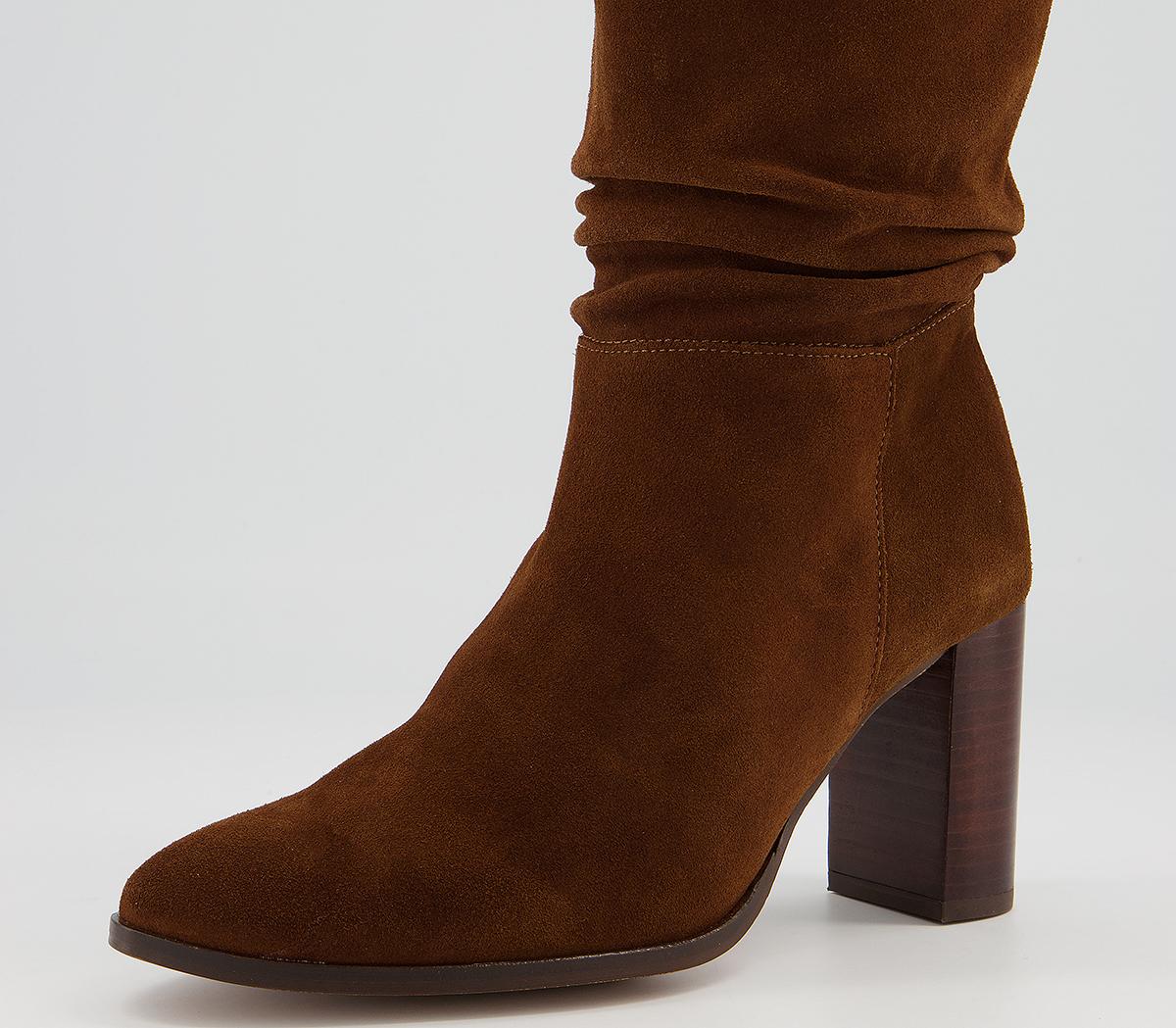 OFFICE Keene Soft Calf Boots Brown Suede Knee High Boots