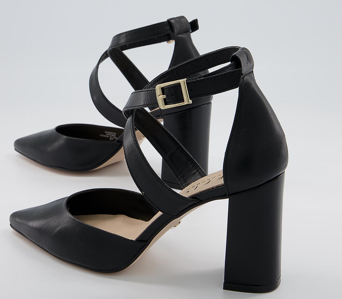 Office Marne Cross Over Pointed Court Block Heels Office Marne Cross Over Pointed Court Block Heels Black Leather
