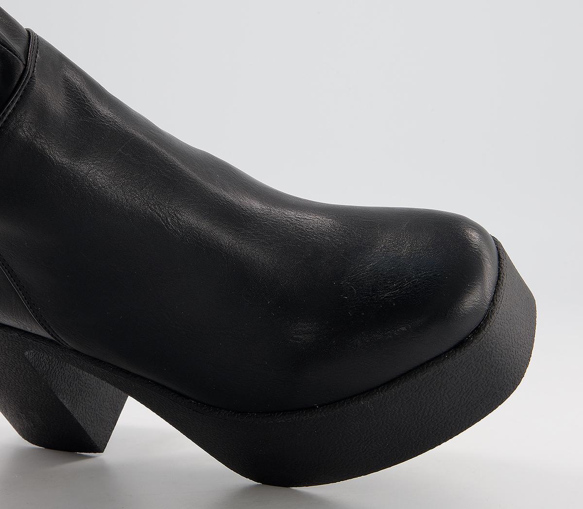 Lamoda Slick Nicks Knee Hight Platform Boots Black - Knee High Boots
