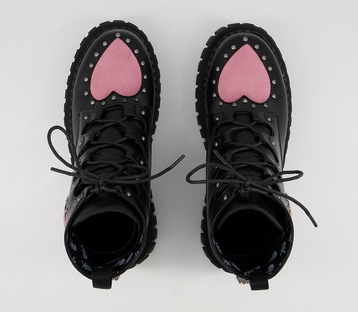 lamoda chunky creeper boots with pink hearts