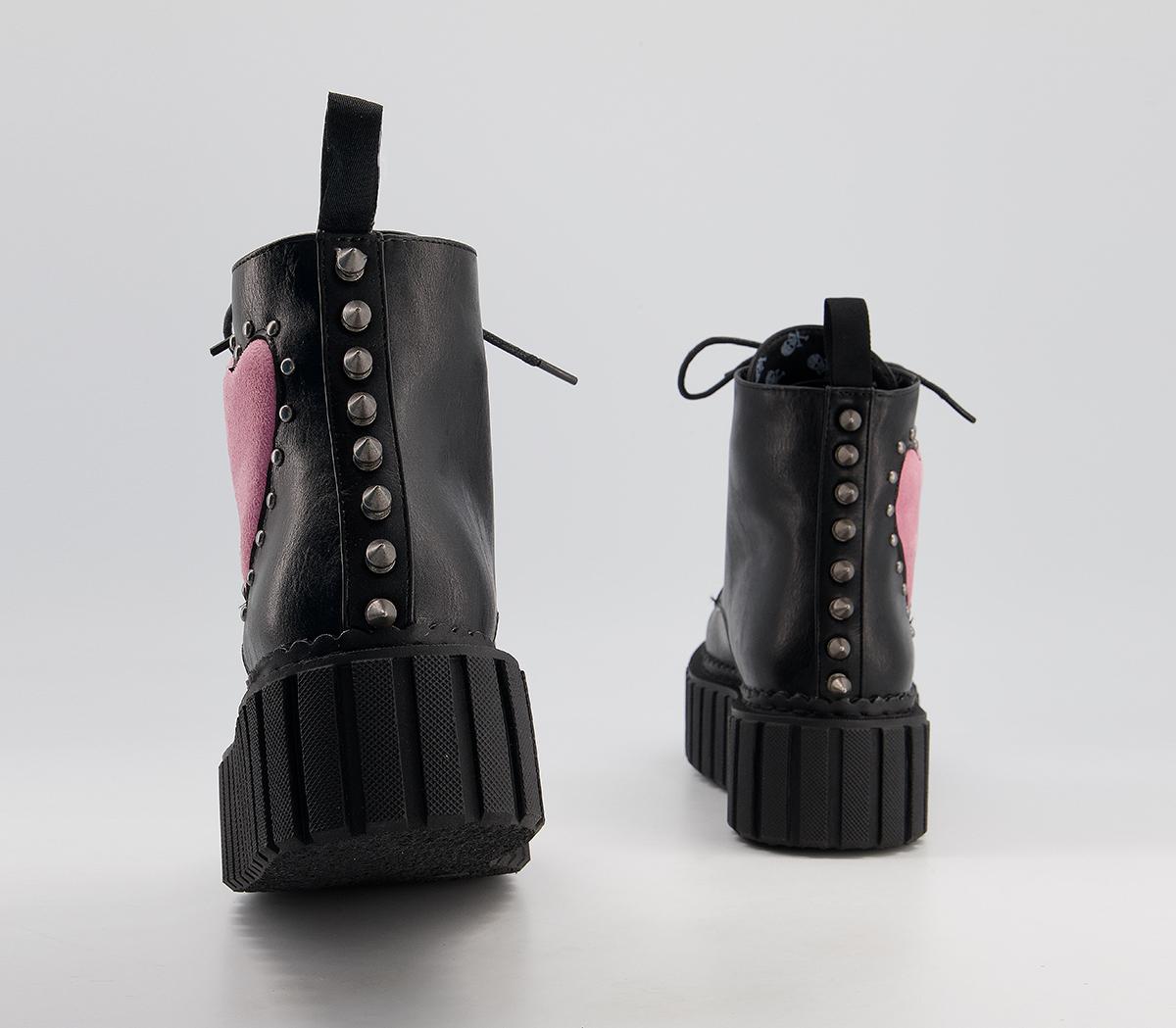 lamoda chunky creeper boots with pink hearts