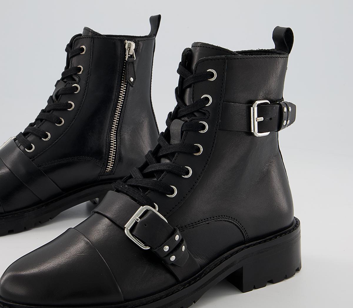 Office Ambrosa Lace Up Strappy Studded Boots Office Ambrosa Lace Up Strappy Studded Boots Black Leather