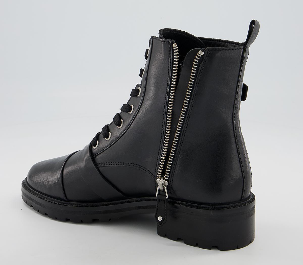Office Ambrosa Lace Up Strappy Studded Boots Office Ambrosa Lace Up Strappy Studded Boots Black Leather