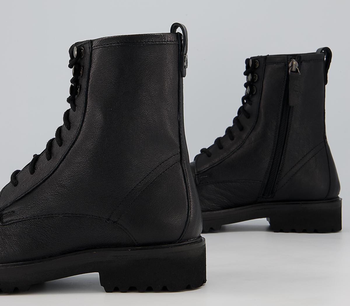 Office Astro Eyelet Lace Up Boots Office Astro Eyelet Lace Up Boots Black Leather
