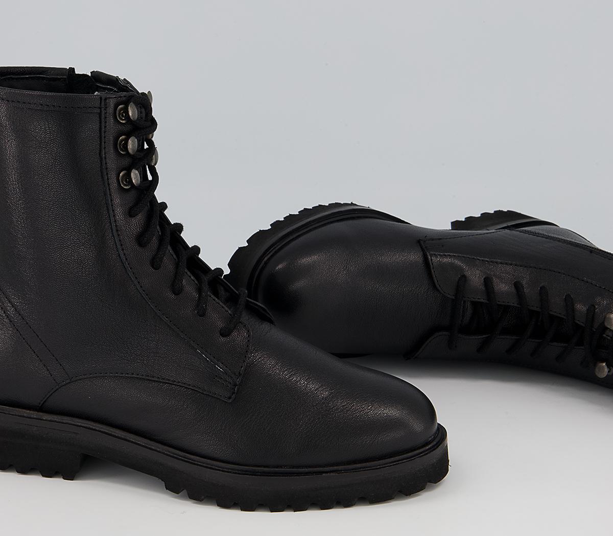 Office Astro Eyelet Lace Up Boots Office Astro Eyelet Lace Up Boots Black Leather