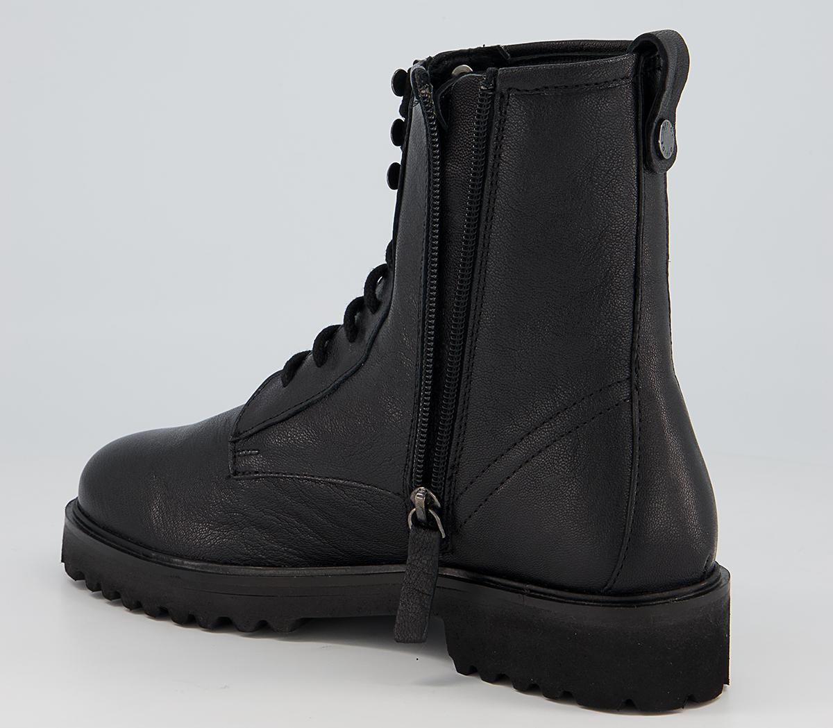 Office Astro Eyelet Lace Up Boots Office Astro Eyelet Lace Up Boots Black Leather