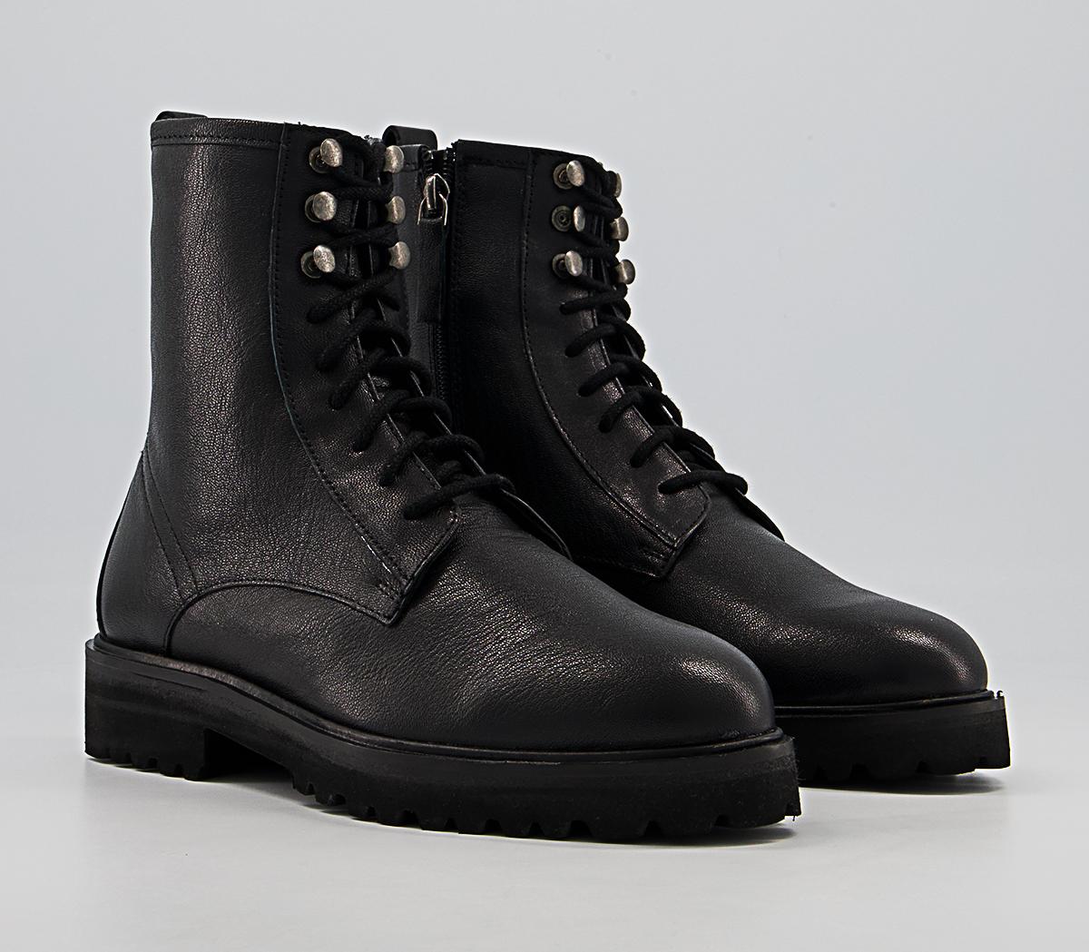 Office Astro Eyelet Lace Up Boots Office Astro Eyelet Lace Up Boots Black Leather