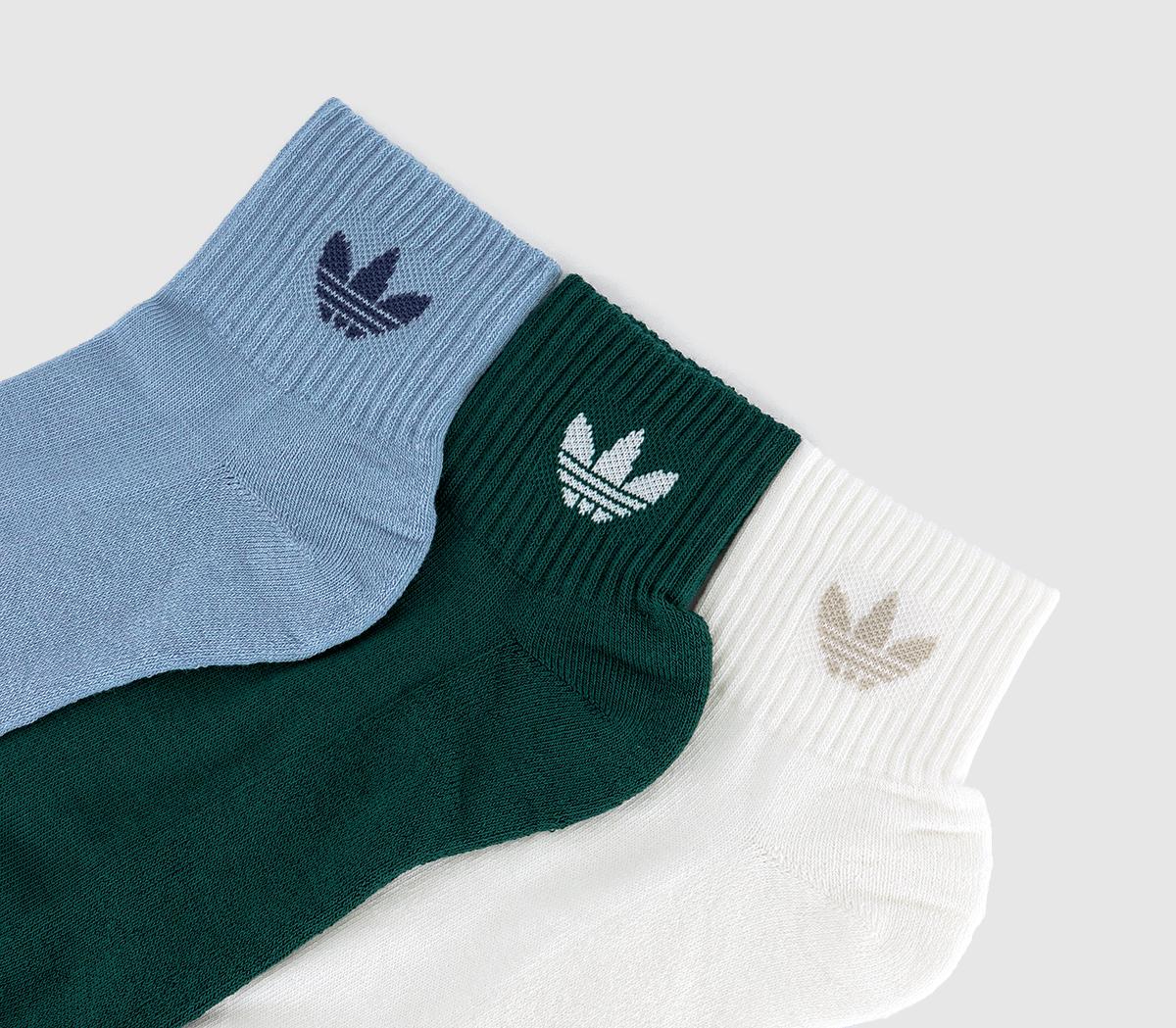 adidas Mid Ankle Socks adidas Mid Ankle Socks Offwhite Collegiate Green Wonder Blue
