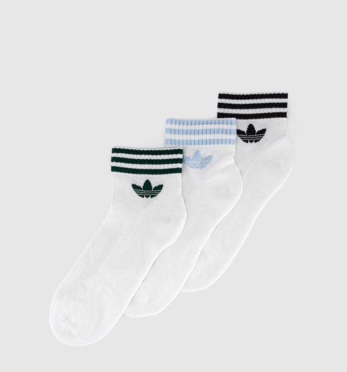 adidas Mid Ankle Socks White Aurora Coffee Crystal Sky Collegiate Green