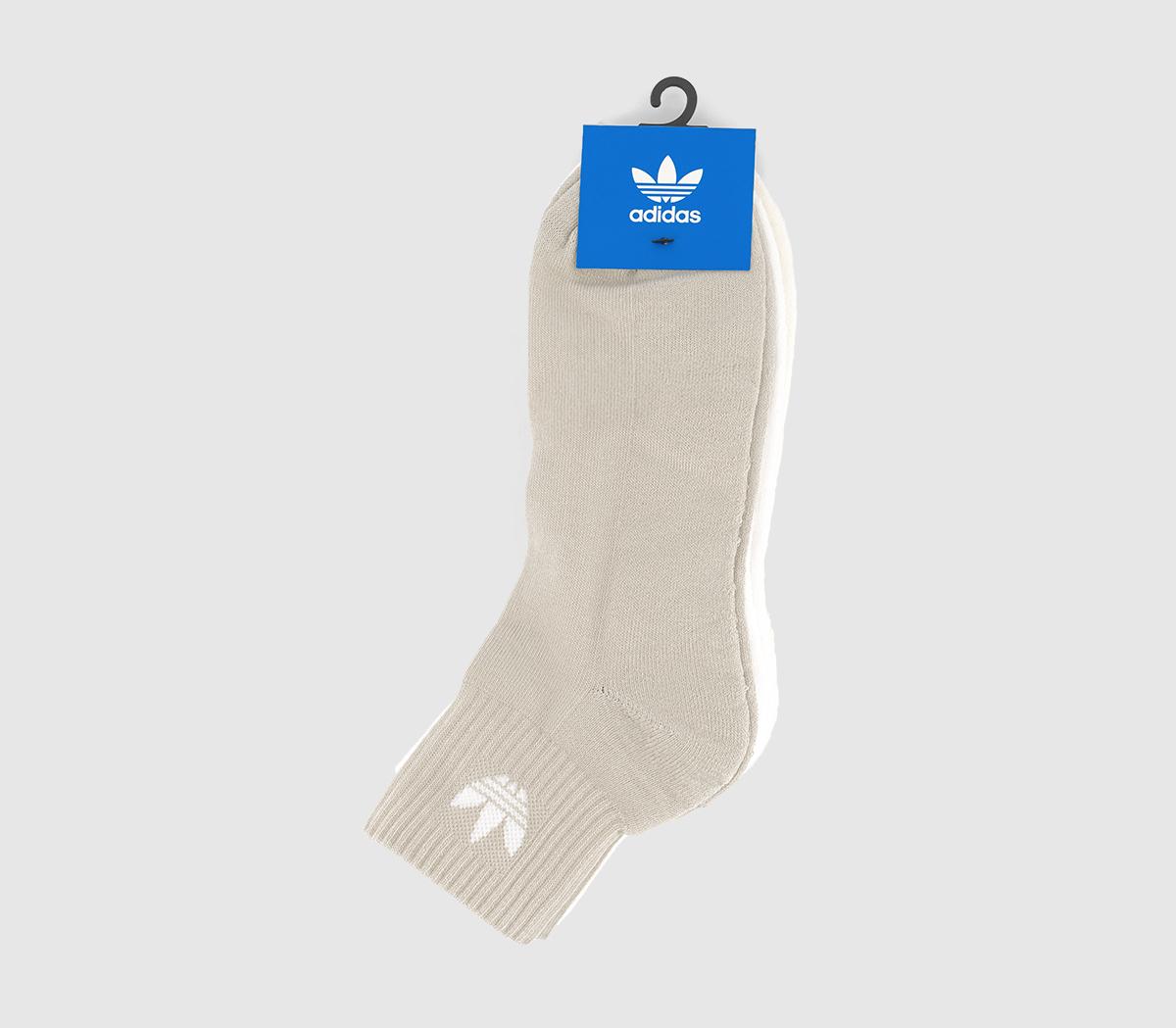 adidas Mid Ankle Socks Putty Grey White Ivory Socks
