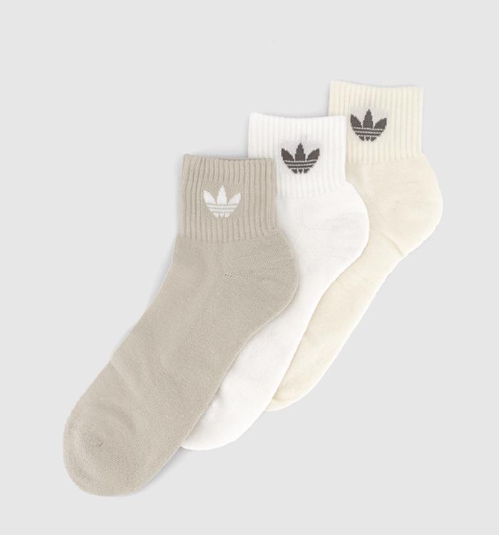 adidas Mid Ankle Socks Putty Grey White Ivory