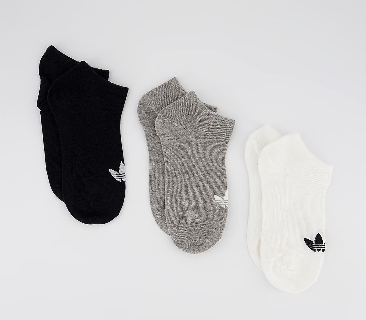 adidasTrefoil Liner Sock 3 Pack White Black Grey