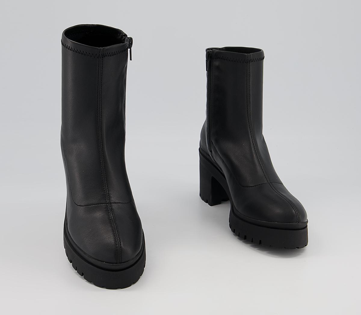 Office Alara Sock Block Heeled Chunky Ankle Boots Office Alara Sock Block Heeled Chunky Ankle Boots Black